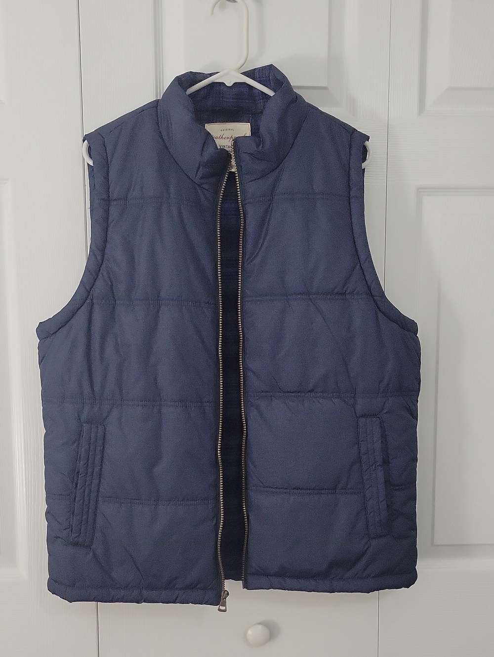 Men's Navy Quilted Puffer Vest with Stand Collar